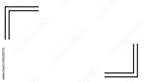 Minimal Double Corner Line Frame on White Background with Copy Space
