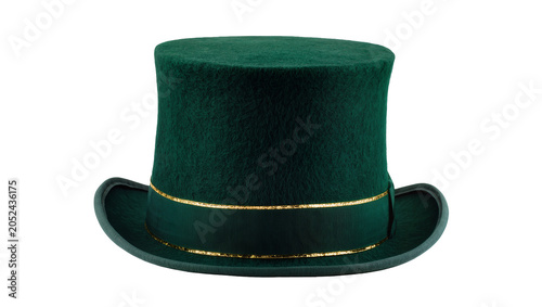Obraz na płótnie Green top hat with gold ribbon trim