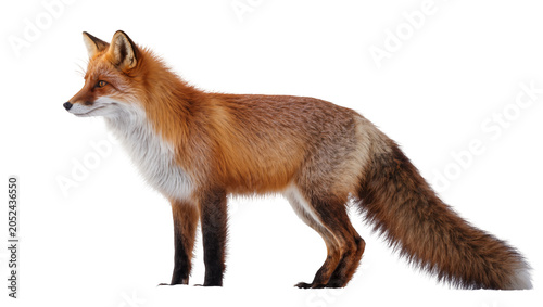 Φωτογραφία Red fox standing profile view with bushy tail