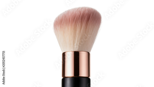 Slika na platnu Fluffy makeup brush with pink and beige bristles and rose gold ferrule