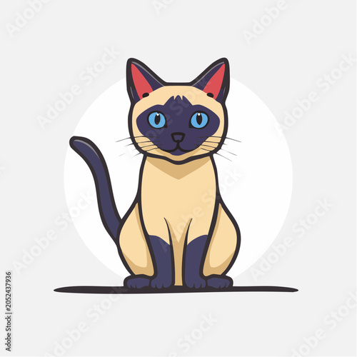 Cute Siamese Cat Cartoon Illustration