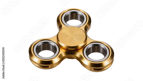 Принти на полотні Gold metal three-arm spinner toy with silver bearings