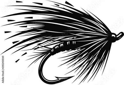Schilderij op canvas Graphic fishing fly lure bait for angling sport activity vector artwork