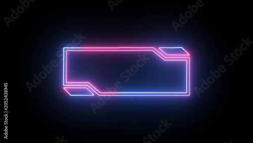 Foto Neon rectangular frames with shining effects on Black background