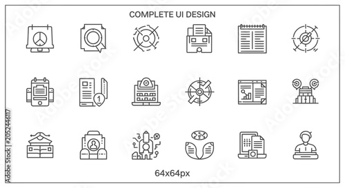 Business and User Interface Outline Icon Set