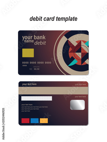 Tableau sur toile A debit card template featuring a colorful abstract vector design