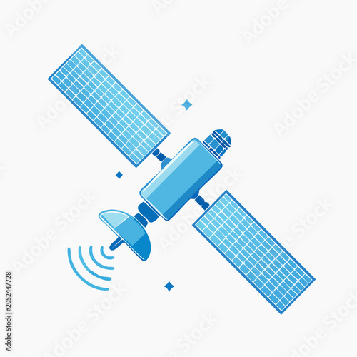 Blue Satellite with Solar Panels