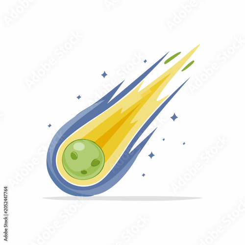 Cartoon Meteorite Falling Through Space