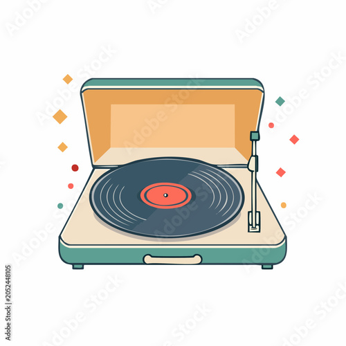 Retro Vinyl Record Player Illustration