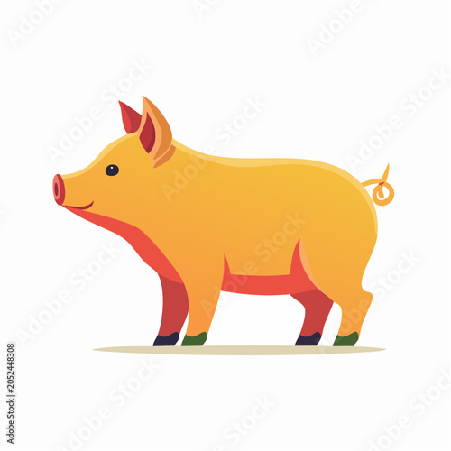 Stylized Yellow Pig Illustration
