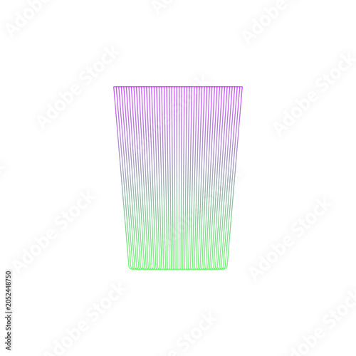 Abstract Green Blue Purple Gradient Tumbler Glass Line Art Vector Illustration Isolated on White Background.