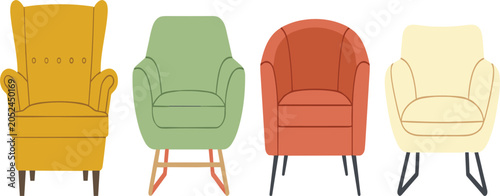 Fotografie Modern Armchair and Lounge Chair Collection Featuring Comfortable Upholstered Se