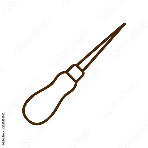 Fényképezés Brown plastic cord lock tightener tool.