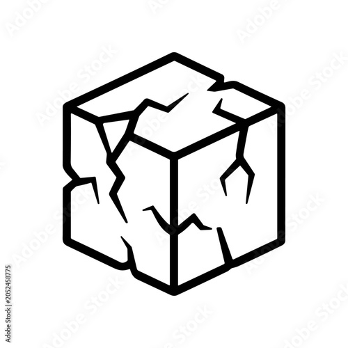 Foto Cracked Cube Broken Shape Structure.