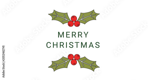 Merry Christmas Holiday Greeting Card Design.