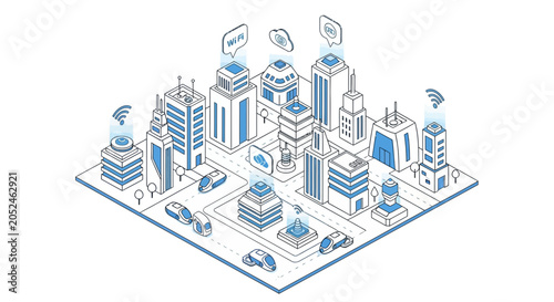 Modern Cityscape with Tall Buildings.