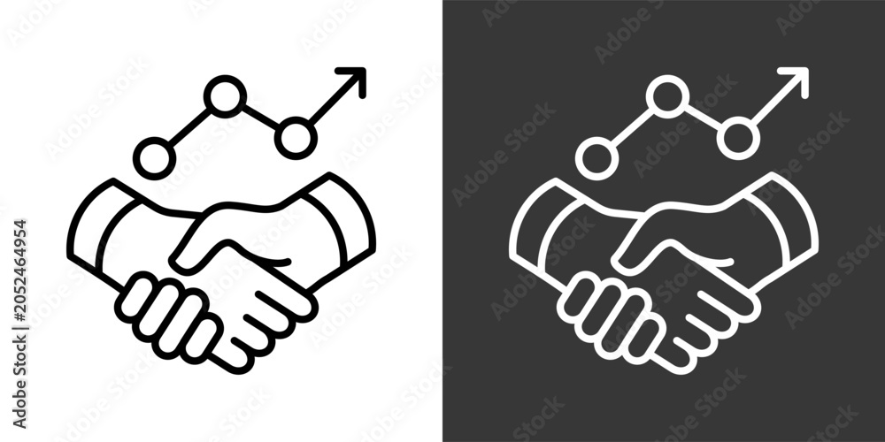 Fototapeta premium Partnership Black And White Icon Set Collection Pack Vector Illustration