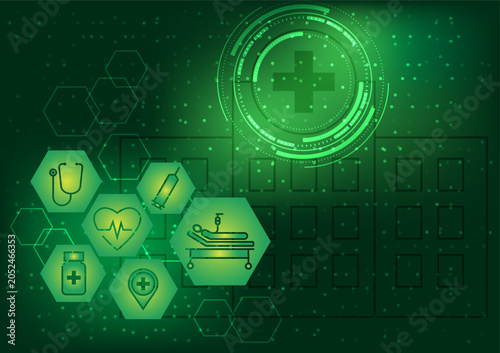 Fotografia Futuristic technology of digital healthcare network with medical Icons