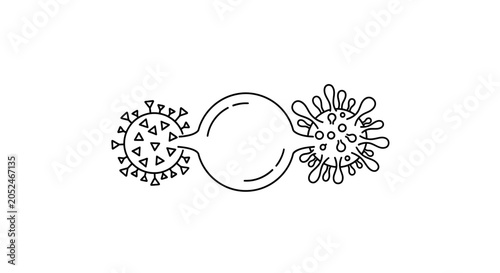 Virus cell division and transformation process line art icon.