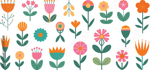Foto "Stylized colorful flower vector illustration with geometric petals and decorati