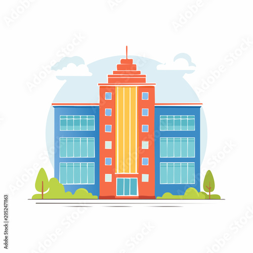 Modern Flat Building Illustration
