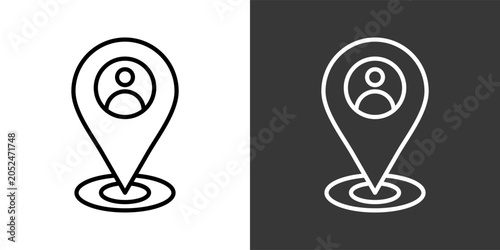 Quadro su tela Positioning Black And White Icon Set Collection Pack Vector Illustration
