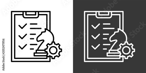Strategic Planning Black And White Icon Set Collection Pack Vector Illustration