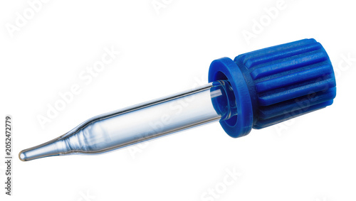 Slika na platnu Blue eyedropper with glass tube and ribbed cap