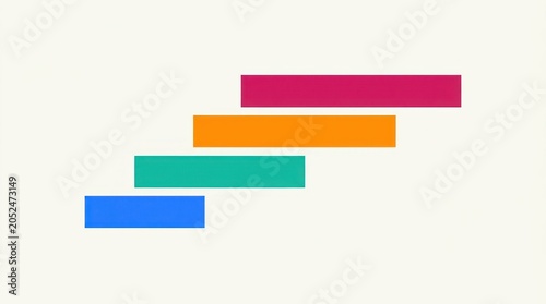 Colorful Staircase Steps Concept - Abstract Geometric Shapes on Light Background