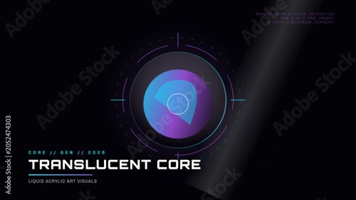 Abstract Translucent Core with Futuristic HUD Elements.