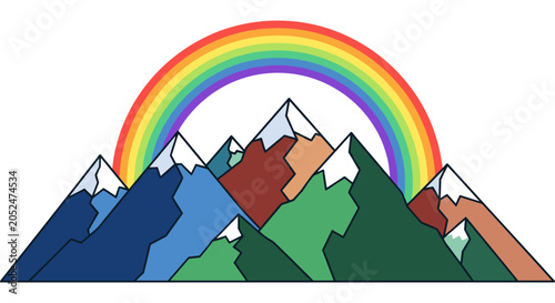 Colorful mountain range with rainbow mountain landscape colorful adventure illustration environment topography climbing