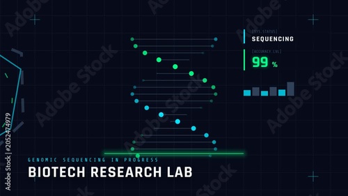 Biotech Research Lab DNA Sequencing Futuristic Technology.