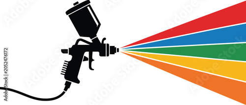 Bild auf Leinwand Spray paint gun icon, professional painting equipment with mist effect for autom