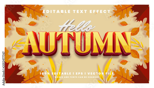 hello autumn text effects, modern colors. Text style effects.