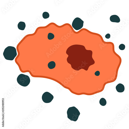 Cell oxidative stress after free radicals attack. Medical vector illustration.