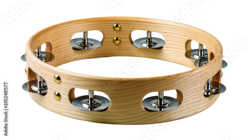 Quadro em tela Wooden tambourine with metal jingles and brass rivets