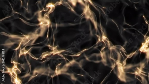 Glowing golden fog cloud motion graphics on dark background, Smoke Effect Animation, realistic drifting smoke and seamless loop atmospheric visual effect in ultra HD 4K
