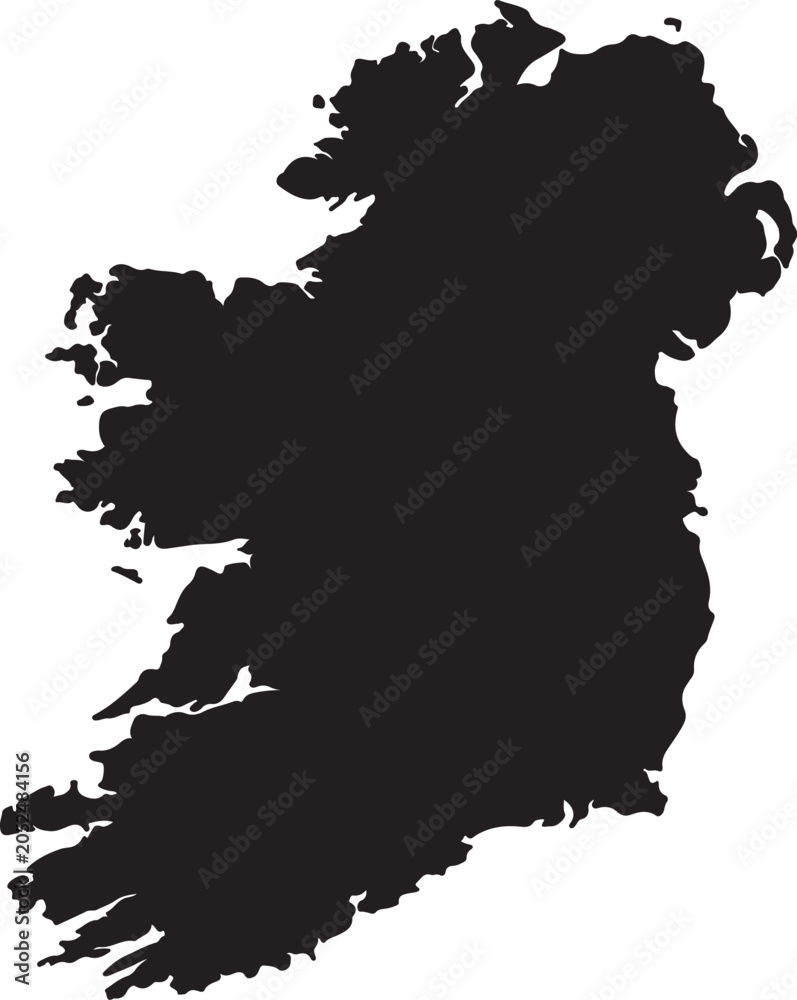 Obraz premium Black silhouette map of ireland island with silhouette geography cartography