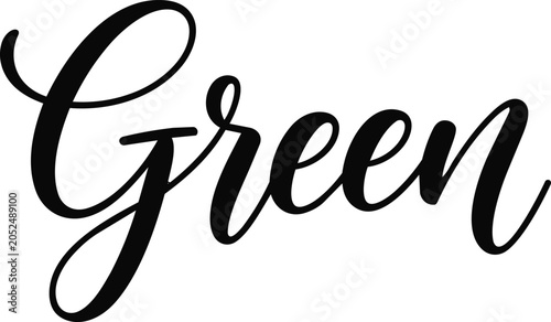 Fotografia Elegant typography and calligraphy 'green' wordmark in flourishing script style