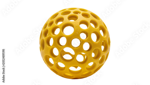 Photos Yellow hollow sphere with many circular holes