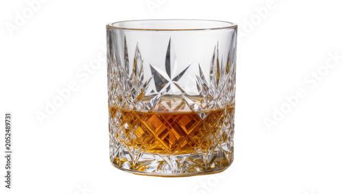 Obraz na plátně Cut crystal glass filled with amber whiskey