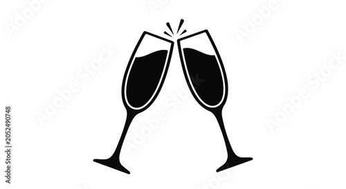 black wine glasses clinking together celebration