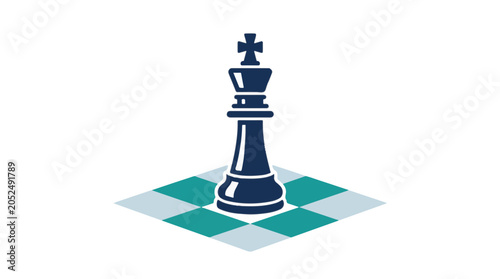 blue king chess piece on green checkered board