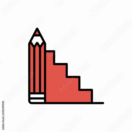 Red pencil icon with steps representing education progress