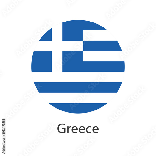 Isolated national flag of Greece. Button flag of Greece. The Hellenic Republic circle flag vector illustration.