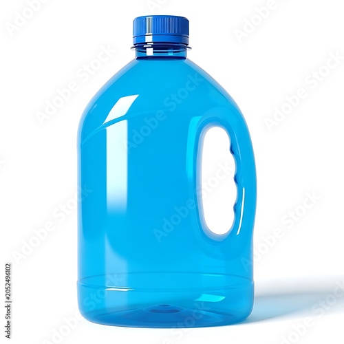Blue Detergent Bottle on White Background