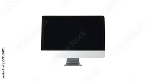 Sleek modern computer monitor display, contemporary tech equipment for graphic design and office use, isolated on white background