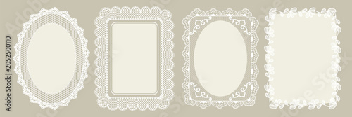 Coquette bow frame set, vintage romantic decorative border, Elegant grandmillennial and whimsical style element with cute ribbons. perfect for baby shower , wedding invitation cards, scrapbooking.