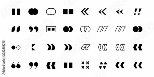 Bild auf Leinwand Quotation Mark And Bracket Silhouettes On White Background