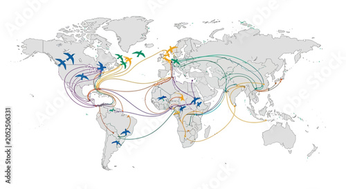 Foto Global Migration Routes: Bird Migration Paths Across Continents